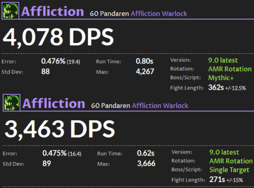 術士 痛苦 DPS Shadowlands