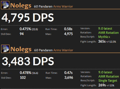 戰士 武器 DPS Shadowlands