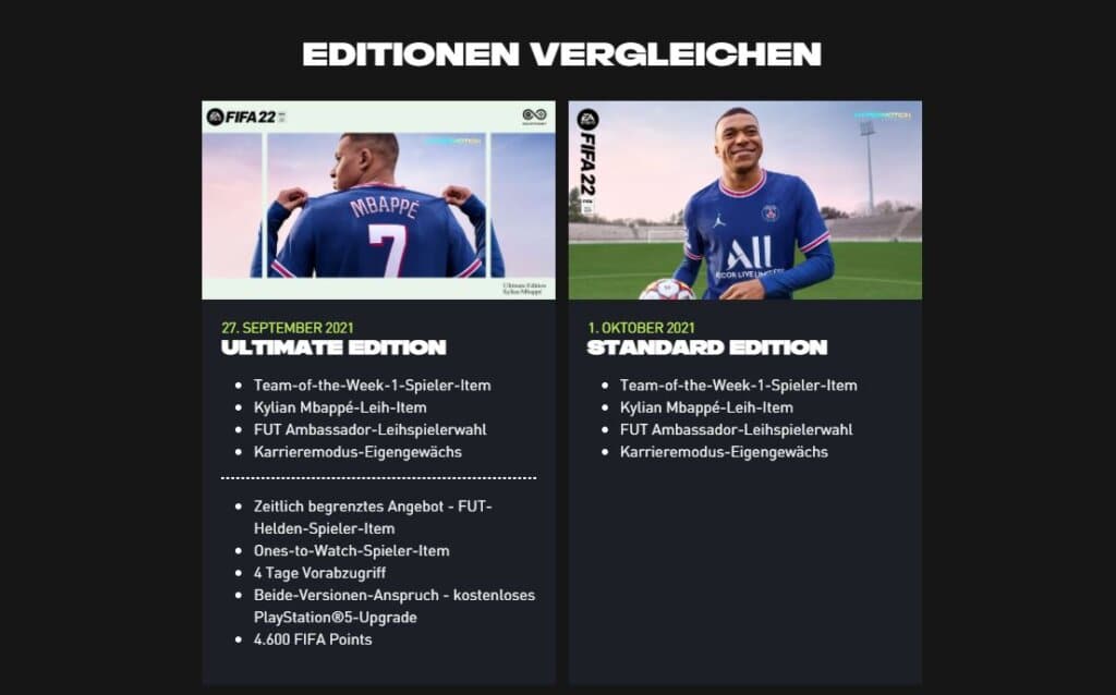 ea.com - PlayStation Editions comparison