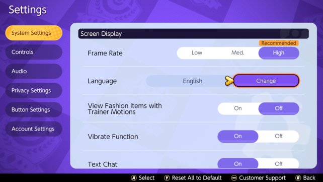 Auch die Einstellungsoptionen werden im bisherigen Pokémon Unite natürlich auf Englisch angezeigt. Bildquelle: Pokémon Unite