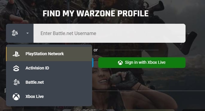 Call of Duty Tracker ze sítě Tracker Network. Zdroj: https://cod.tracker.gg/