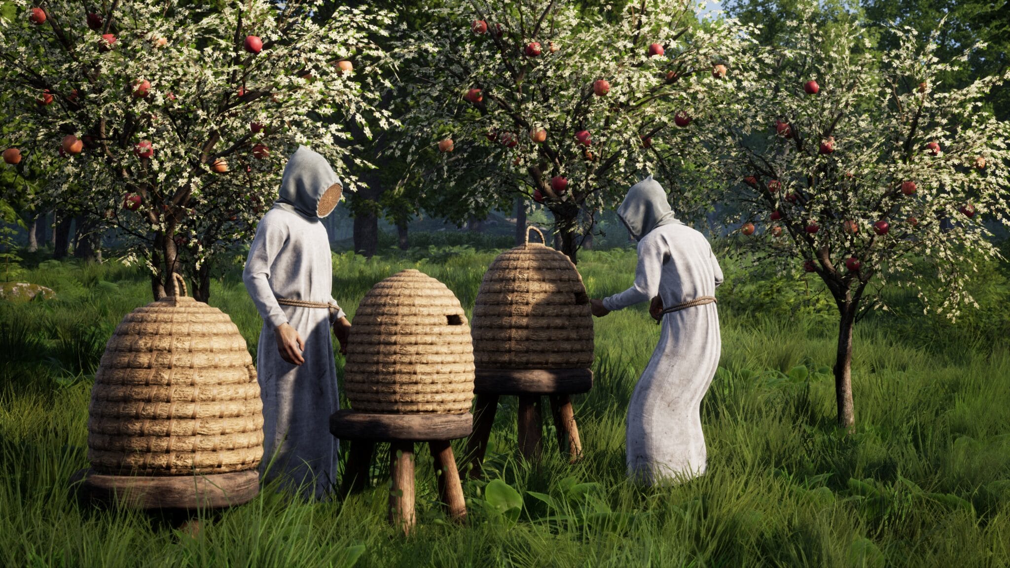 Una de las primeras novedades fue la apicultura, por supuesto sólo con el equipo adecuado. Incluso en la Edad Media, las picaduras de abeja eran desagradables