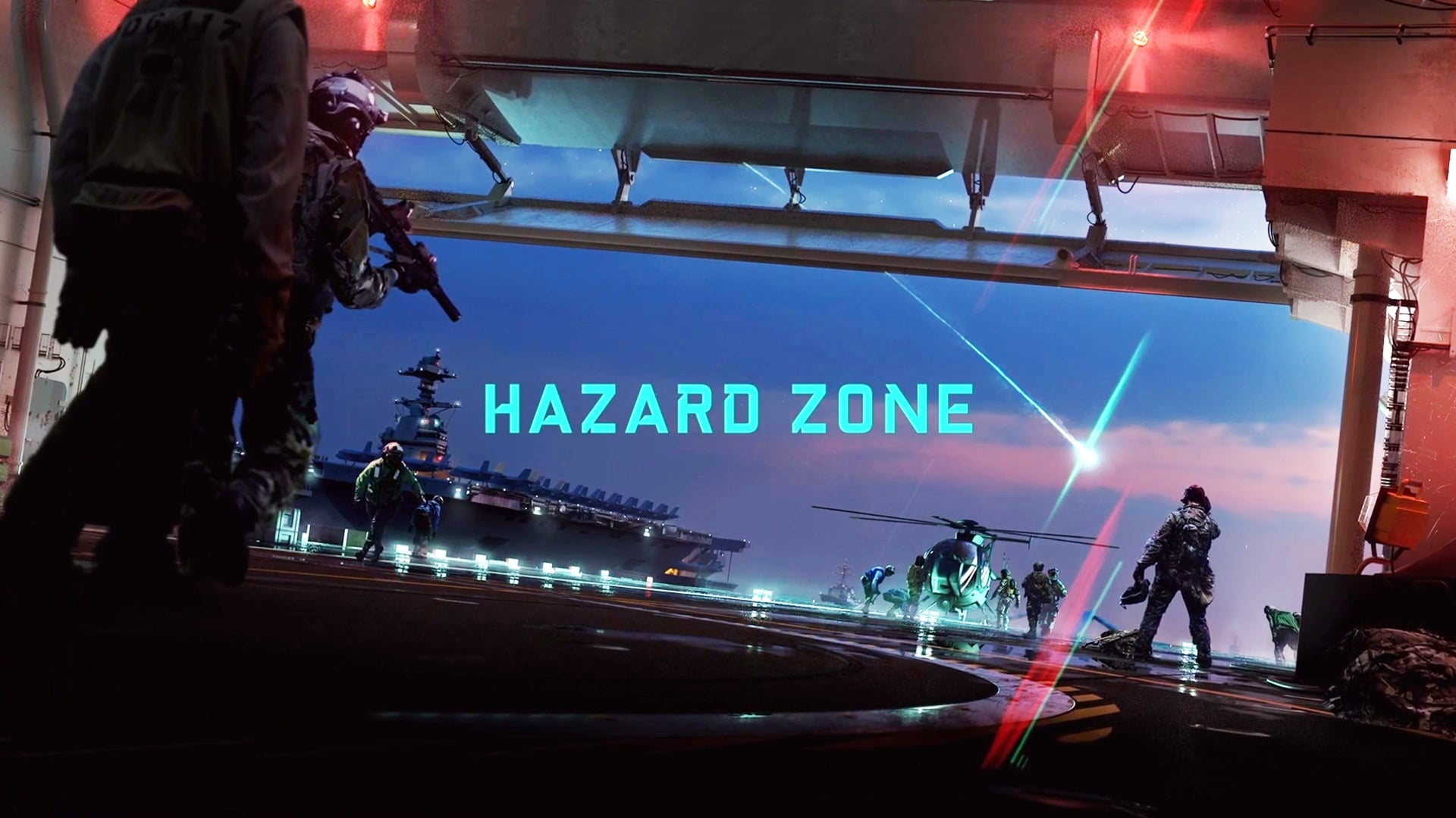 En la única imagen de Hazard Zone hasta ahora, un pequeño escuadrón de soldados en un portaaviones se prepara para salir. Según el promotor, la elección del equipo adecuado será crucial
