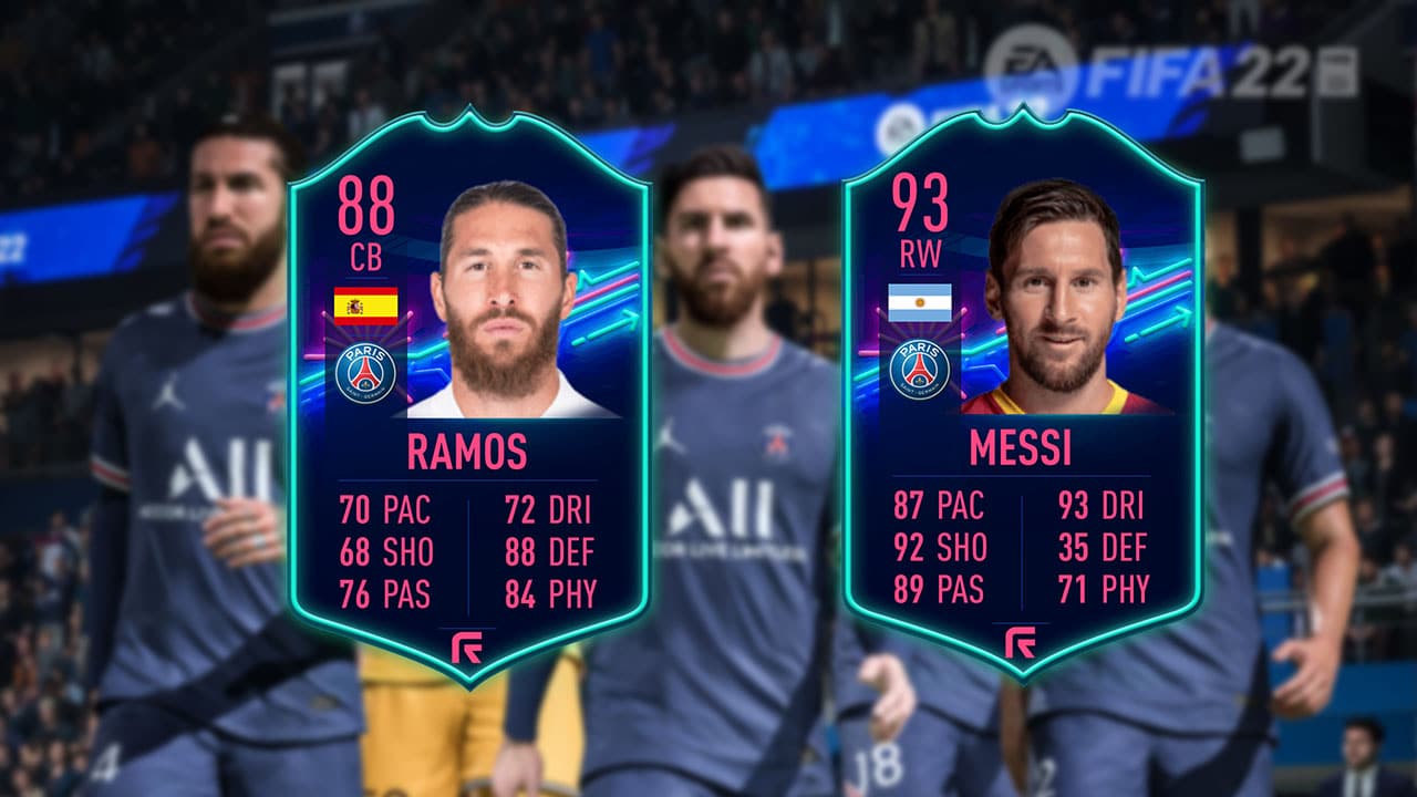 Our prediction of the ones-to-watch cards of Sergio Ramos and Lionel Messi for FUT 22 (Image source: EA Sports