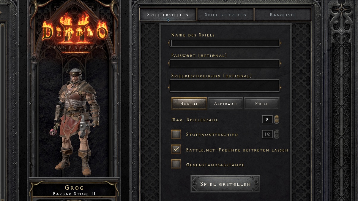 Diablo 2 chat button