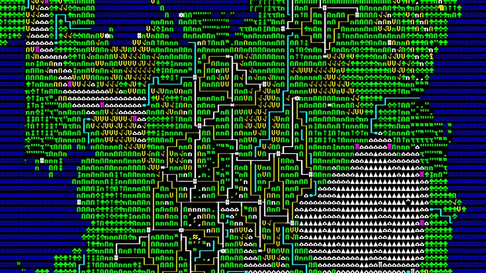 Зелени гори, високи планини: всеки ASCII символ има свое собствено значение.