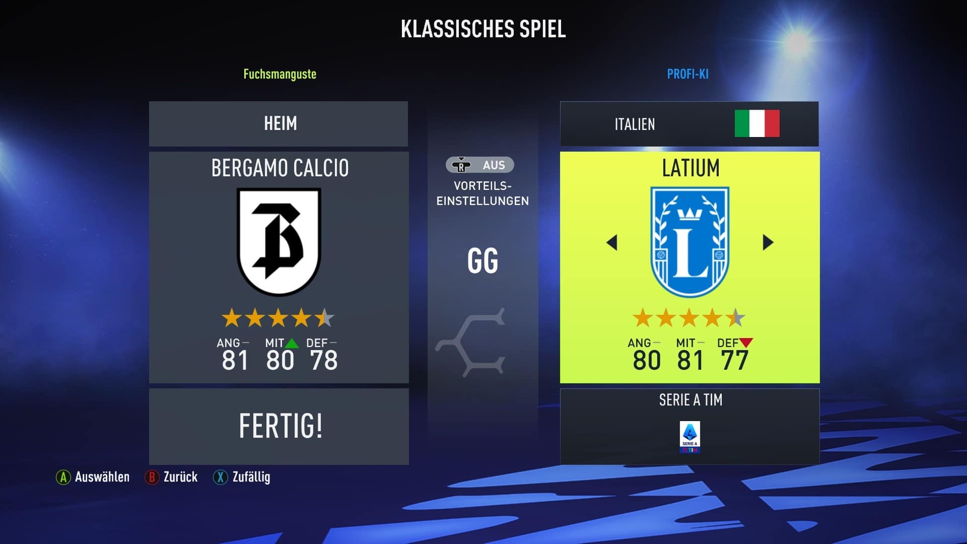 Team fade in Serie A: Atalanta Bergamo and Lazio Roma are no longer included in FIFA with their real names and crests.