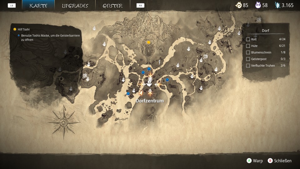 The map shows us how many Collectibles we are still missing in the different areas.