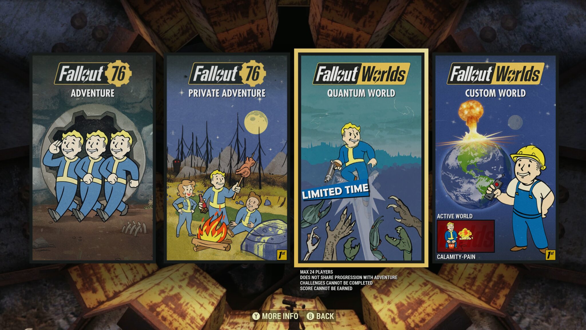 Pode alternar entre os diferentes modos de jogo no Fallout 76