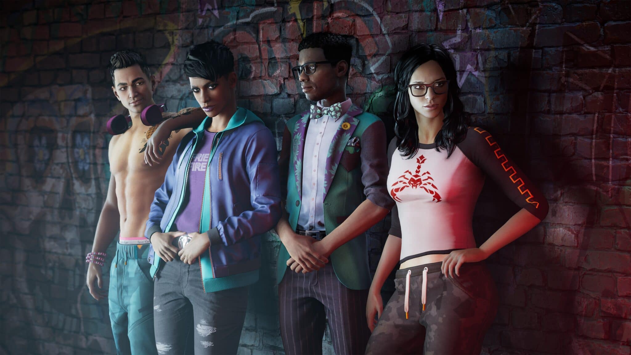 The three new heroes of Saints Row (you can design the boss yourself, second from left) belong to Gen Z and fulfil all the clichés
