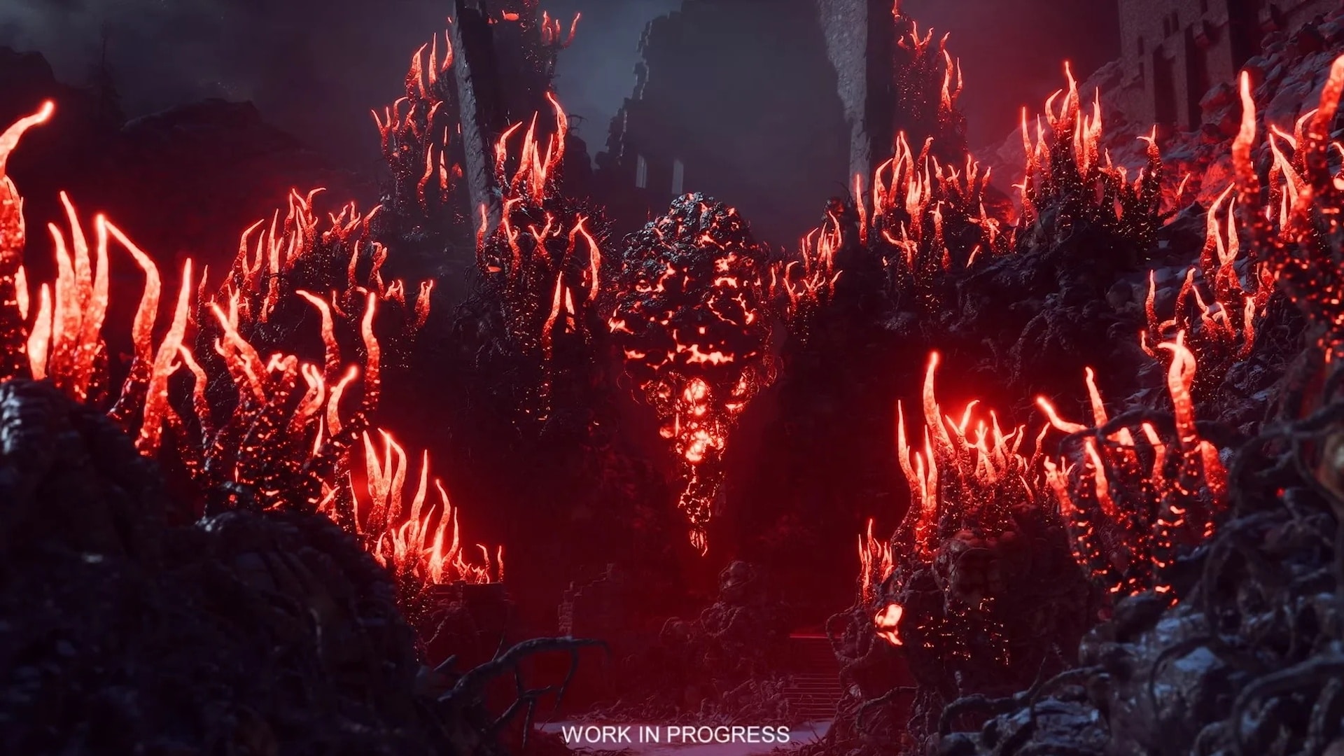 Red lyrium erupts from the ground - a pretty bad sign.