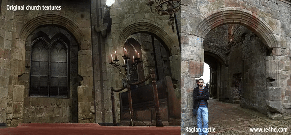 Albert Marin in location al Castello di Raglan in Galles (Image credit: Resident Evil 4 HD Project