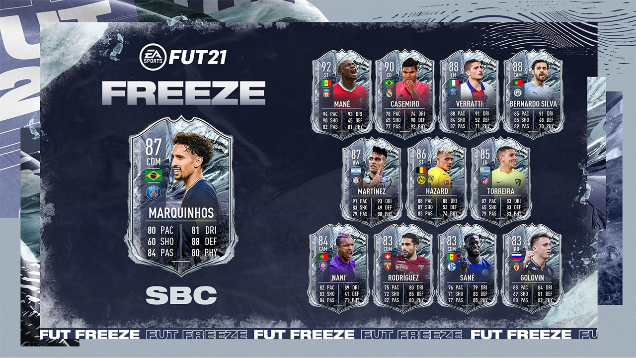 去年FUT21中的Freeze宣传片中出现了一些顶级球员的包，SBC等。