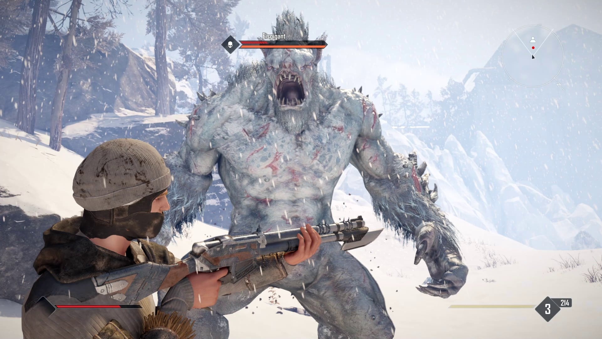 The skull above this oversized yeti gives a subtle hint: Run, you fools!