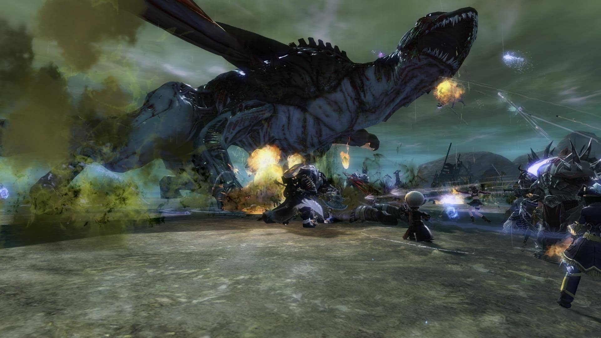 No hay presión de grupo en Guild Wars 2, las batallas contra los dragones gigantes encontrarán innumerables compañeros de equipo por su cuenta.