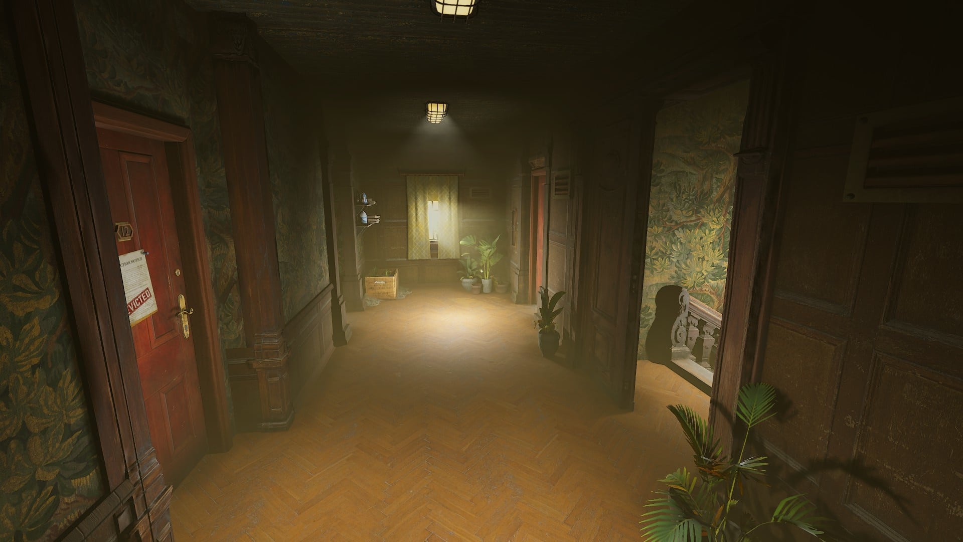 We don't see much more of the real world than this corridor and our flat (at least in the demo).