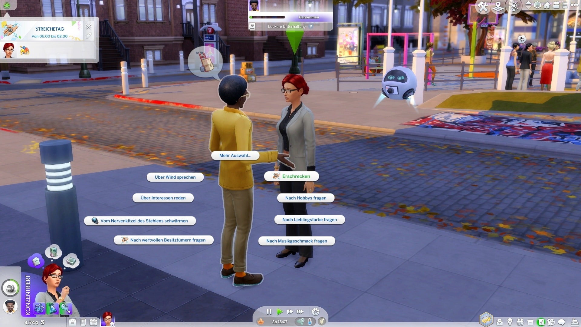 With streaming drone in the background, I decide what nastiness this poor Sim should suffer.