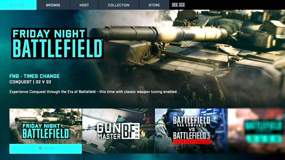 From now on, you'll find a new game mode every Friday at Battlefield Portal's featured modes.
