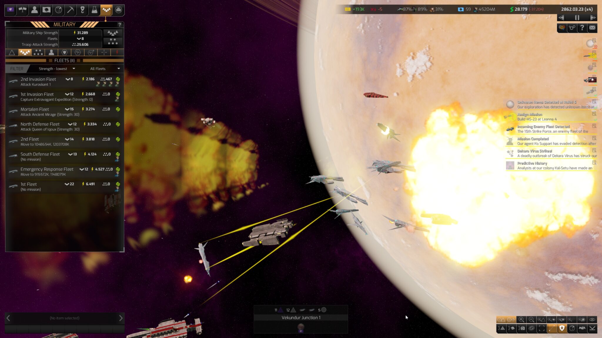 I specifically shoot down the enemy transport ships to prevent a ground invasion. The explosion effects are, well, expedient.