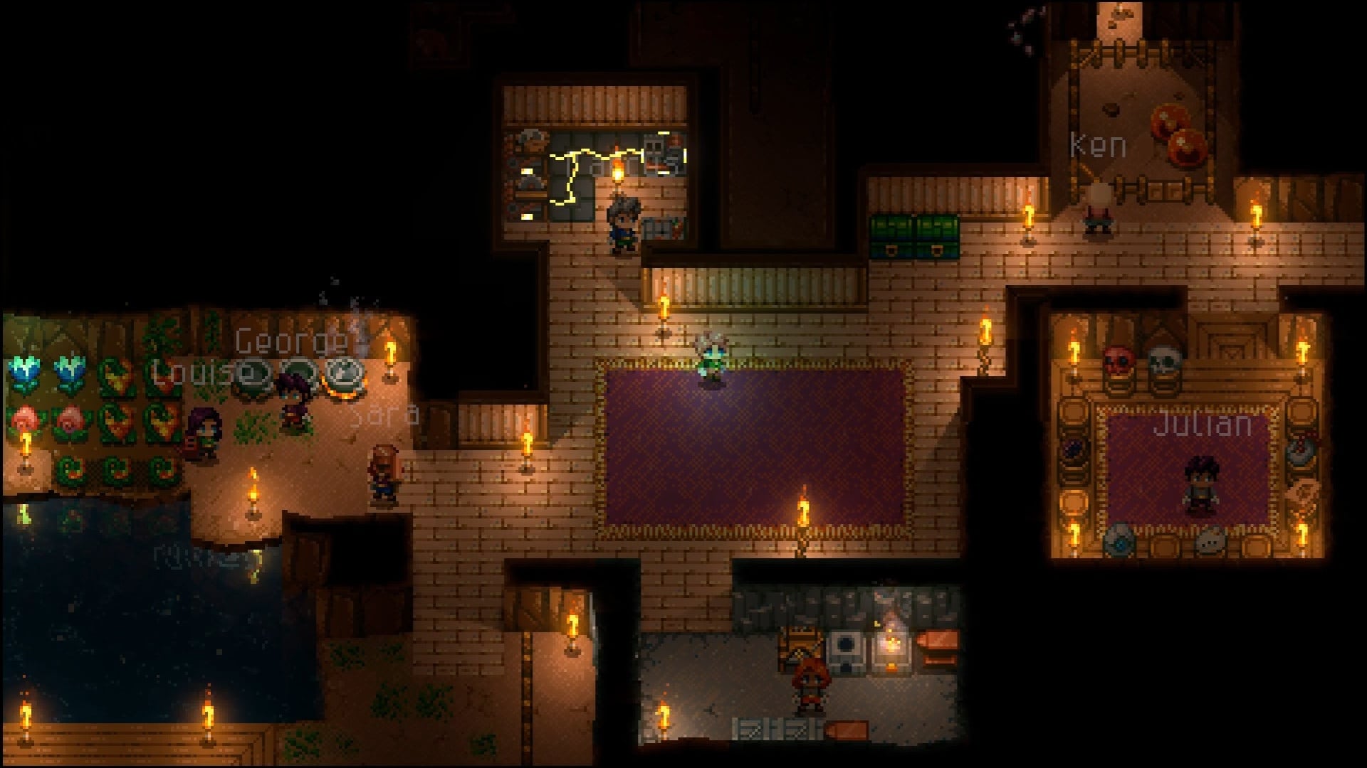 In Core Keeper kun je je zelfs geleidelijk thuisvoelen - de hoekige structuur doet een beetje aan Dungeon Keeper denken.