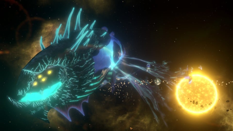 Stellaris has mastered Sci Fi storytelling like no other space strategy game. In the Aquatics DLC, you can have your own space dragon!
