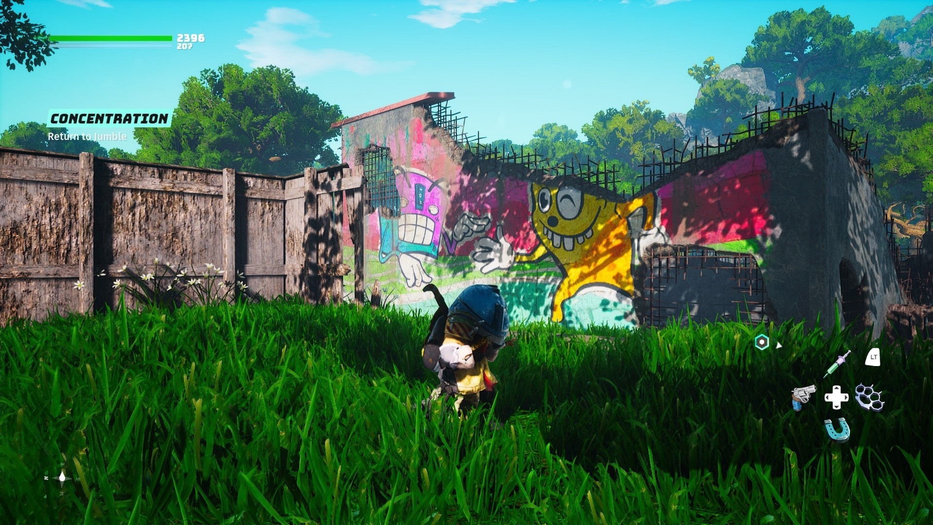I'm totally into the billboards and the graffiti-covered ruins in the game world.
