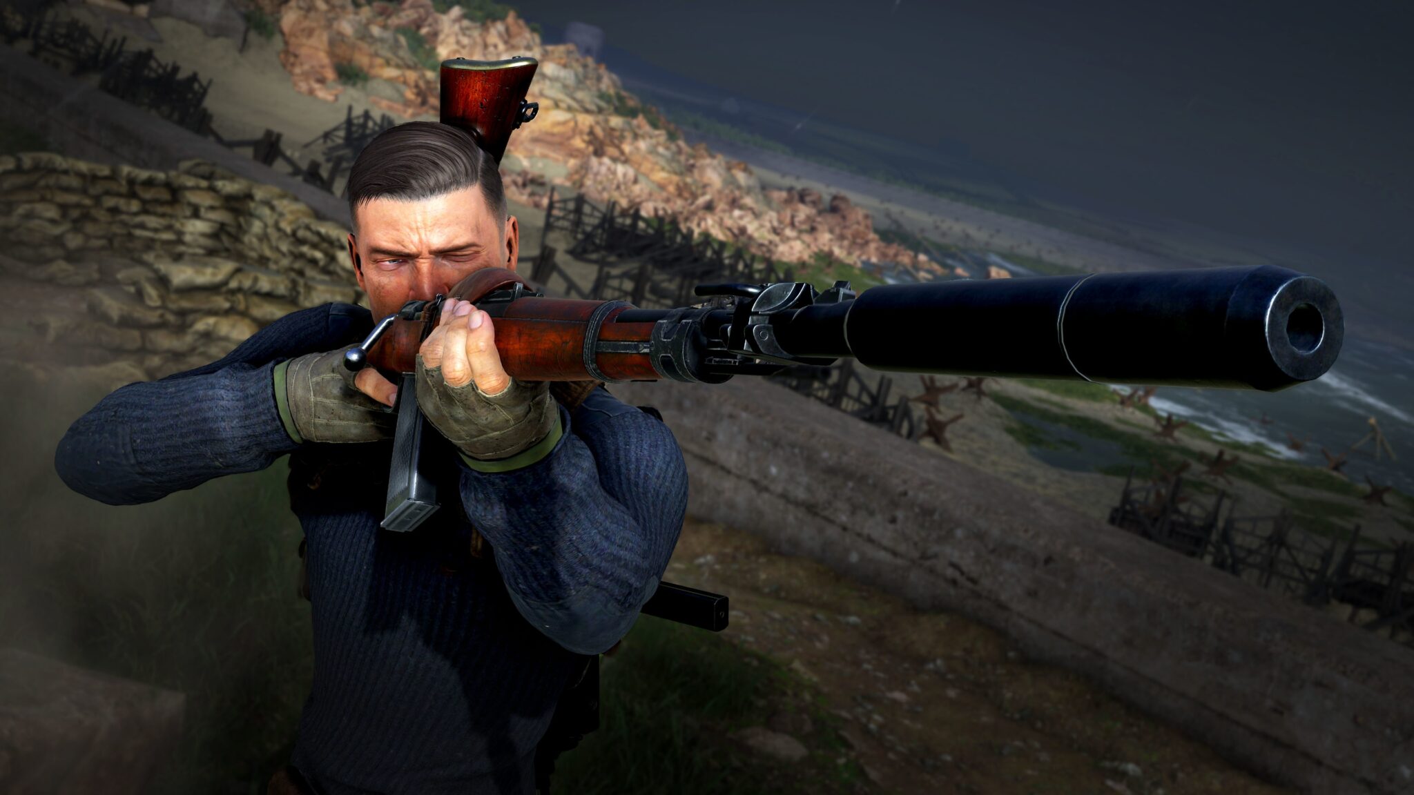 (遠くの敵を狙うという、開発元のRebellionが『Sniper Elite』シリーズで得意とするゲームプレイ)