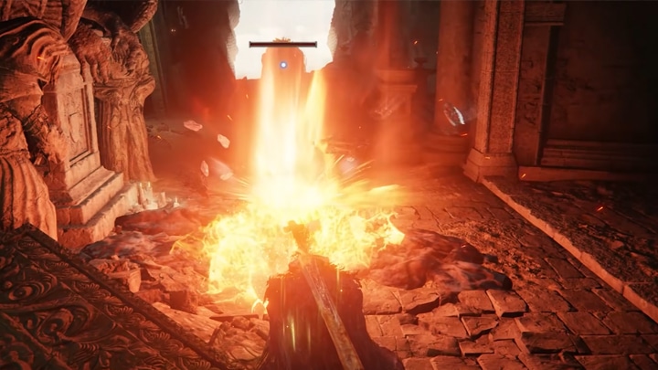 (The blasphemous blade hurls a massive jet of fire at enemies. (Source: Bandai Namco))