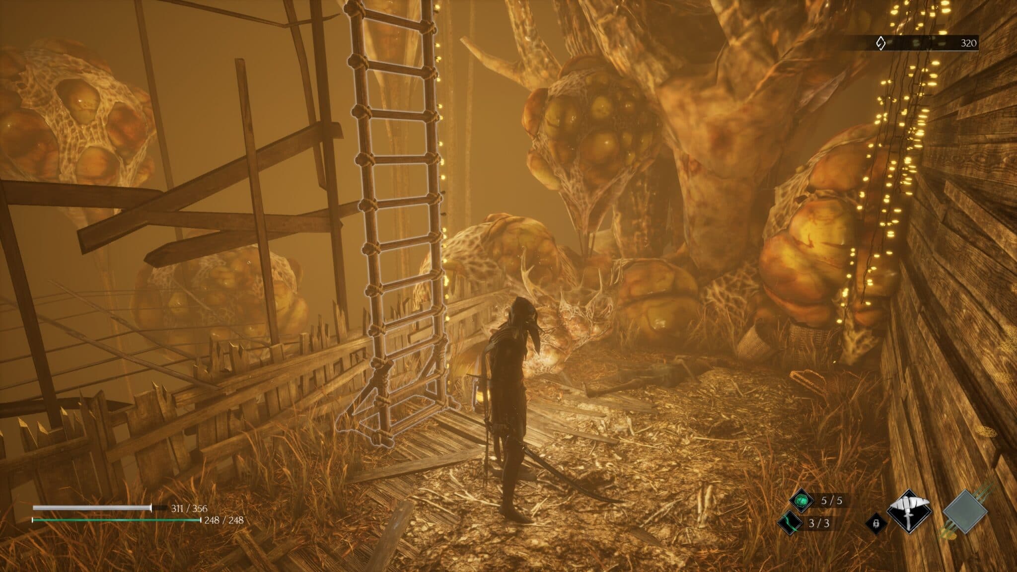 (The many plague pillars put a yellow veil around the entire first and second area. Trailers, however, have fortunately already hinted that this does not extend through the entire game).