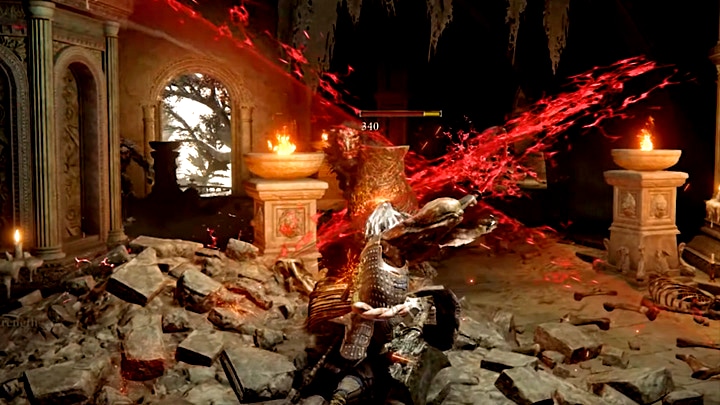 (The special ability Corpse Piler from the Rivers of Blood Katana unleashes powerful bleeding attacks. (Source: Bandai Namco))