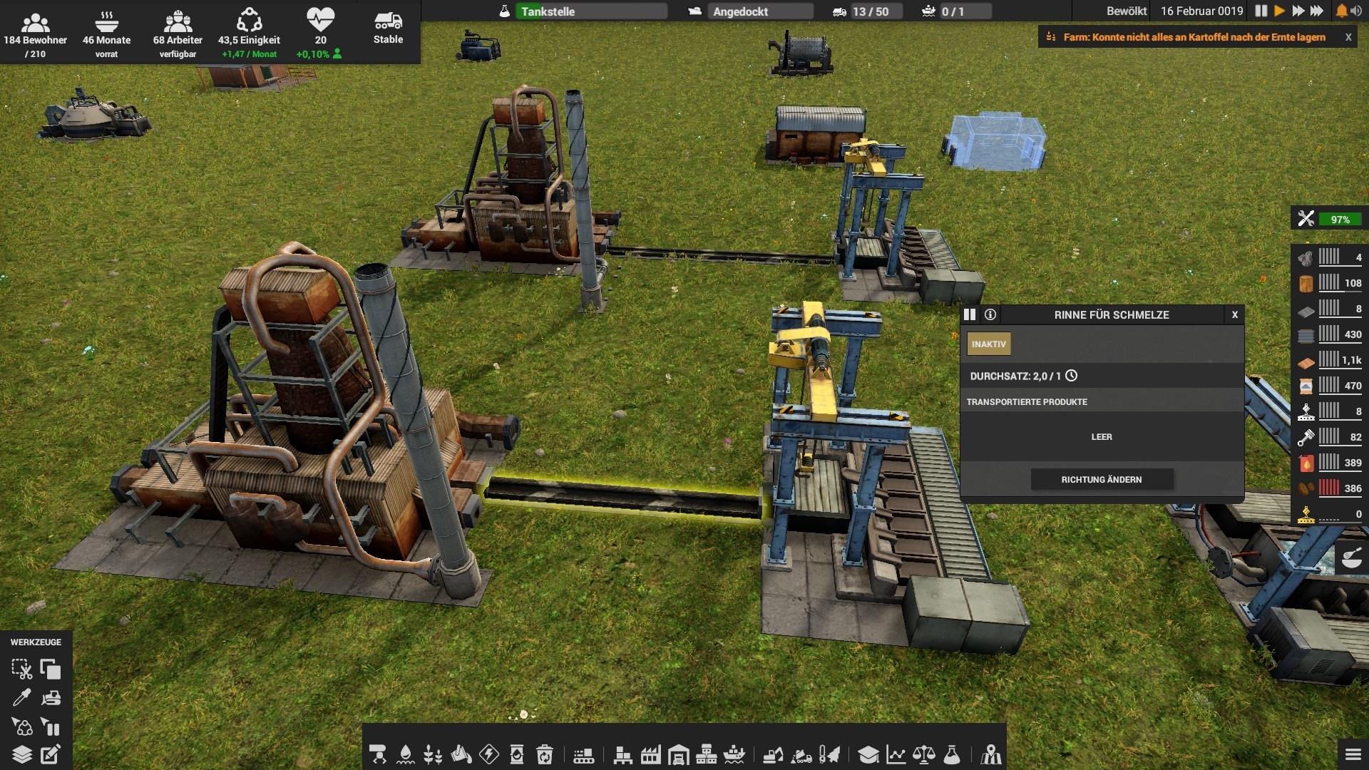 (A small step for a player, but a big step for automation: with gutters we connect blast furnaces and foundries, for example).
