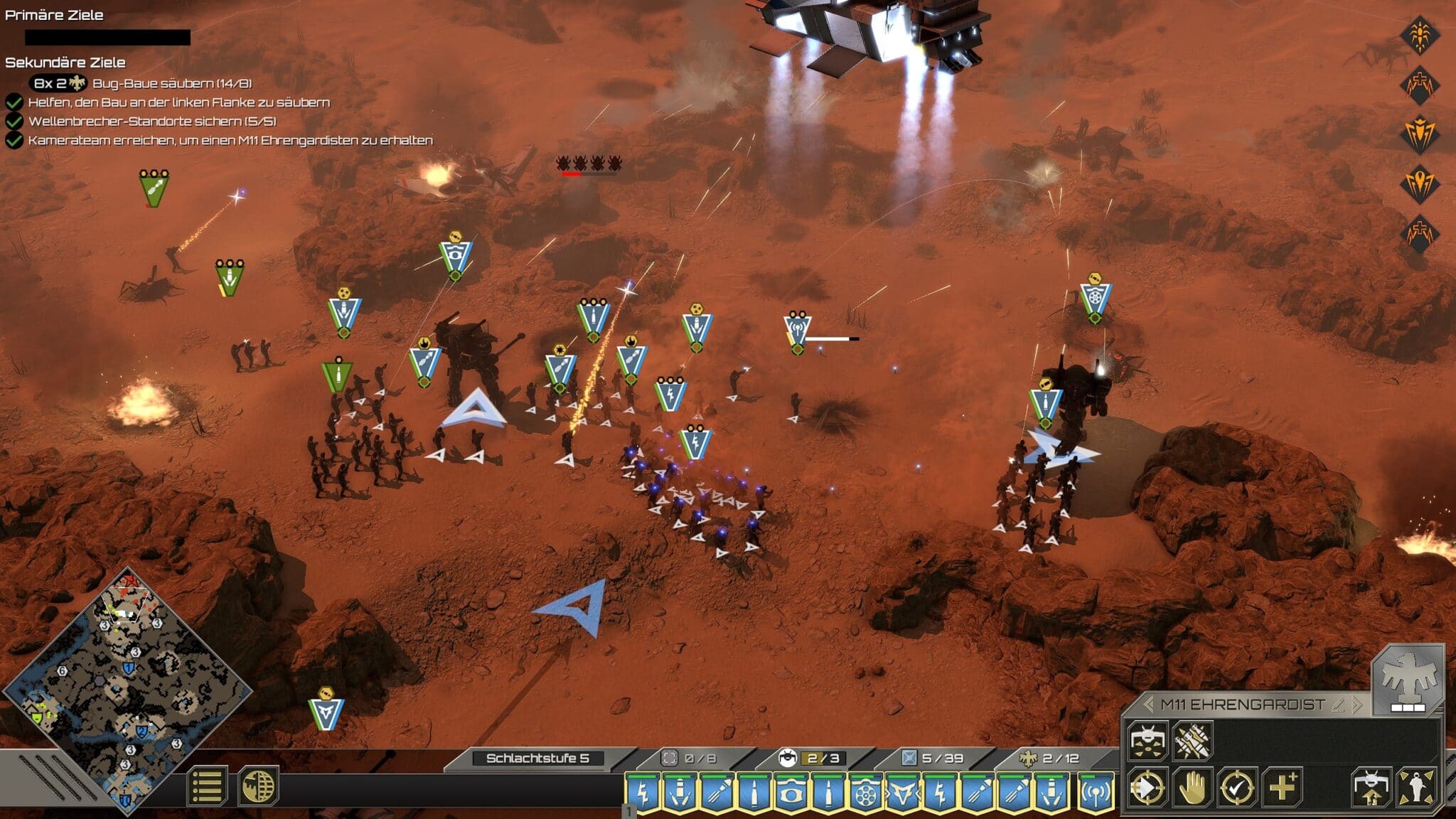 (Starship Troopers: Terran Commandでは、4から10の分隊を指揮し、与えられた目標を達成しようとしますが、そのほとんどはマップからバグを一掃することです)