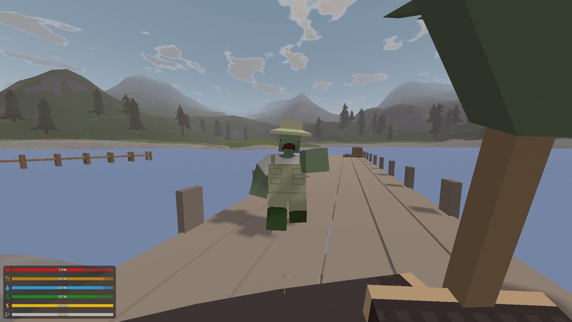 (In Unturned, I explore the world and have to defend myself against zombie fishermen.)