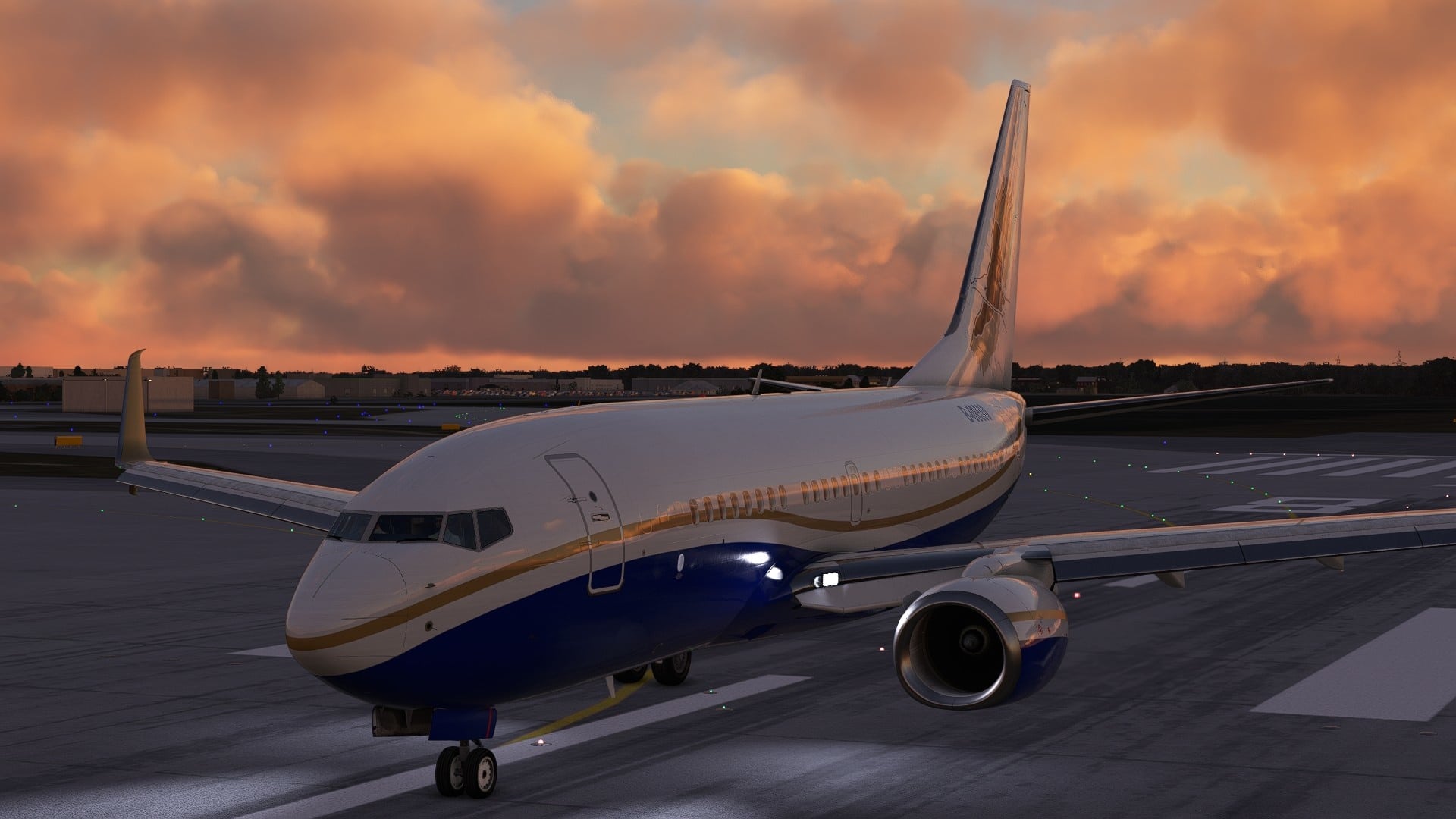 (The Boeing Business Jet of PMDG (737:700) pronto para descolar na Pista 08L em Munique)