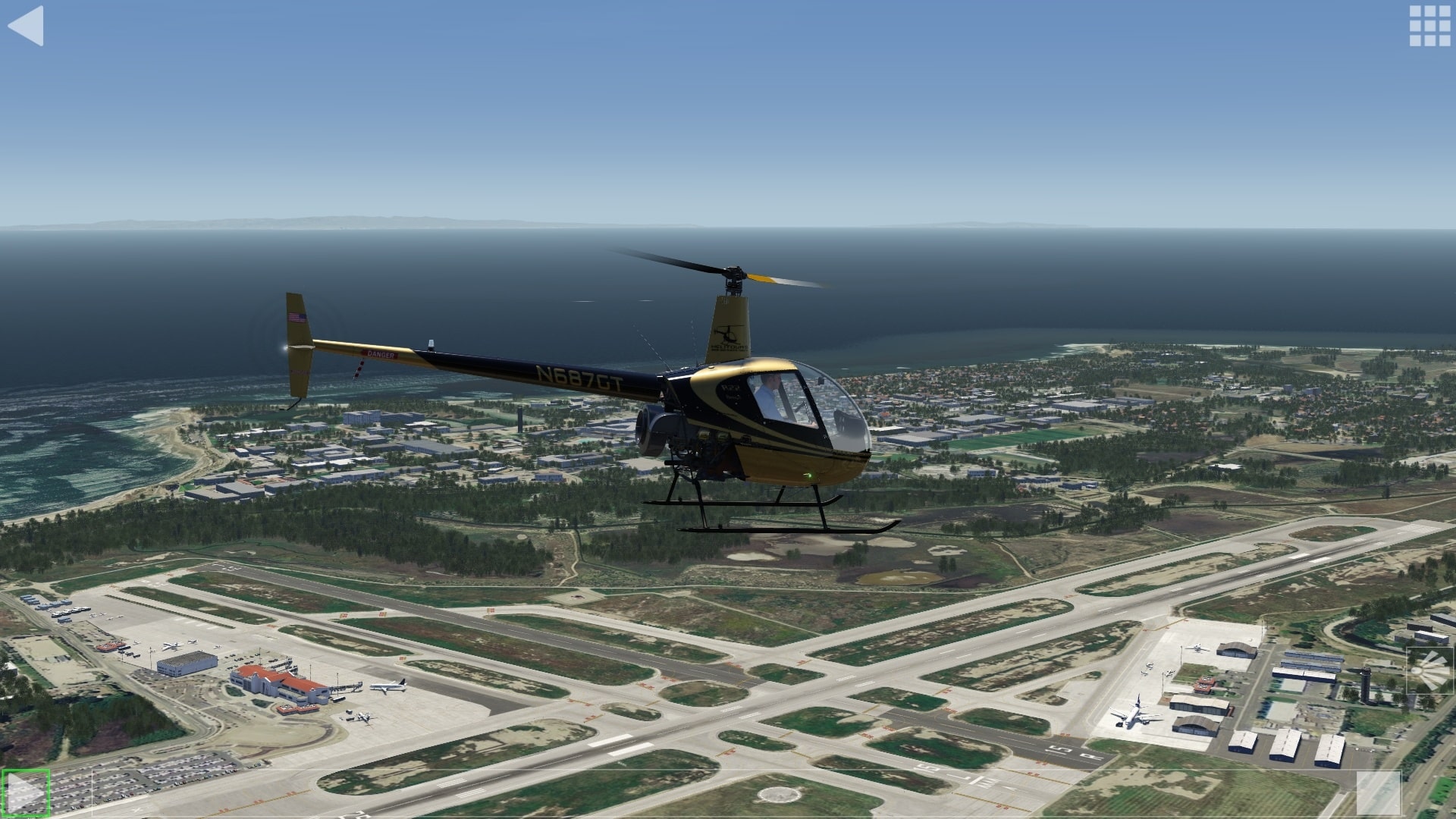 (Повторение на първия ми симулиран полет с хеликоптер от времето на PlayStation 1. Все още се гордея с това. Полетният модел на версията Aerofly FS на Robinson R22 се използва и в сертифицирано от EASA устройство за обучение по симулация на полети в Швейцария)
