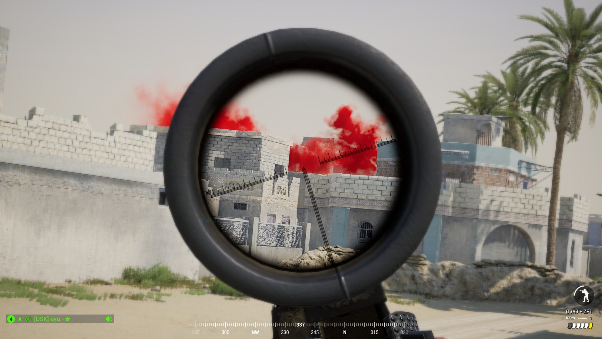 (Squad goes so far with realism that some players might get bored. Here we''ve been waiting for five minutes to see if an enemy shows up at the red smoke marker)