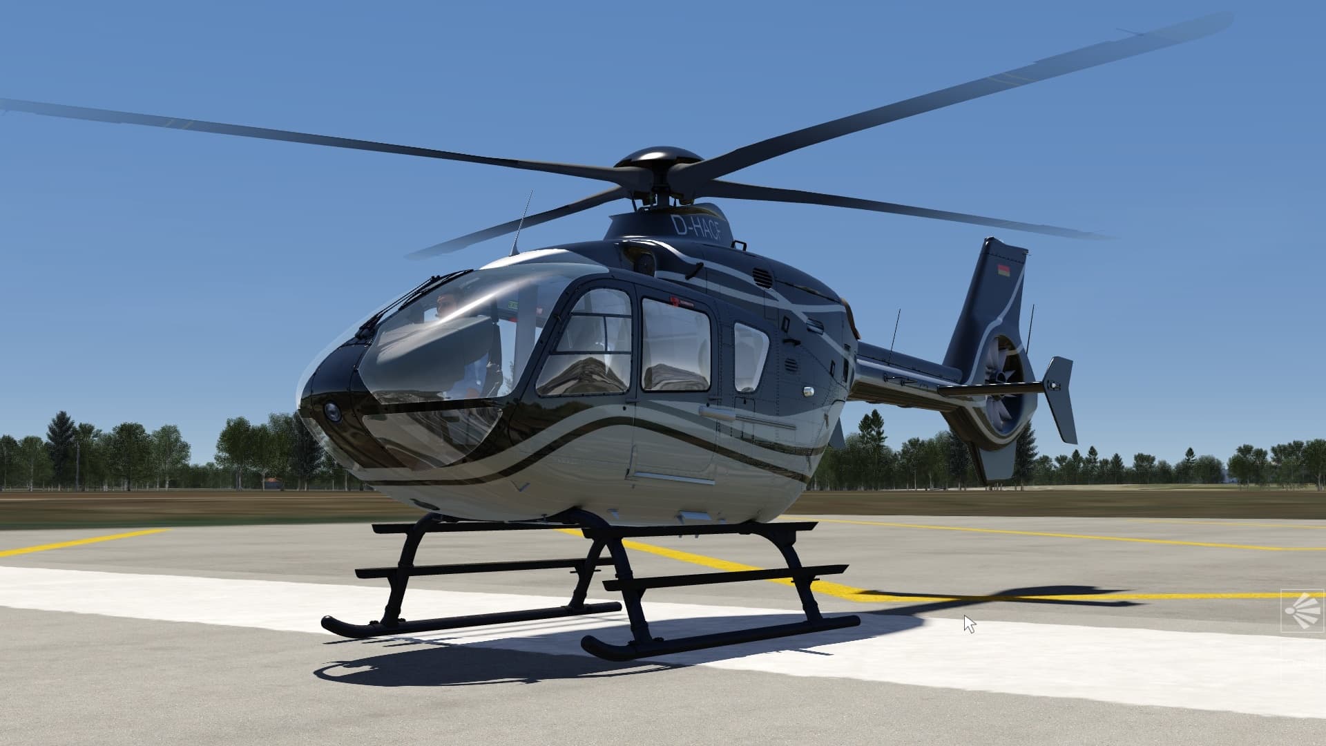 (Eurocopter EC135 je jedním ze dvou vrtulníků v Aerofly FS 4.)