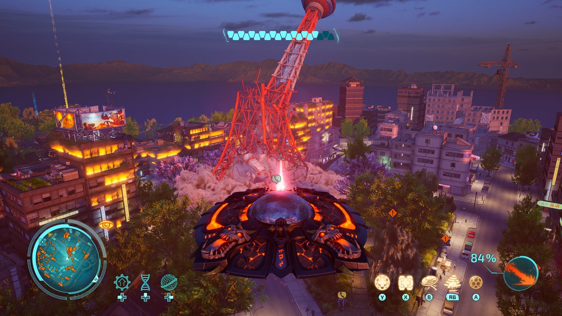 (With the flying saucer you can do a lot of good-looking damage that is inconsequential outside of special missions.)