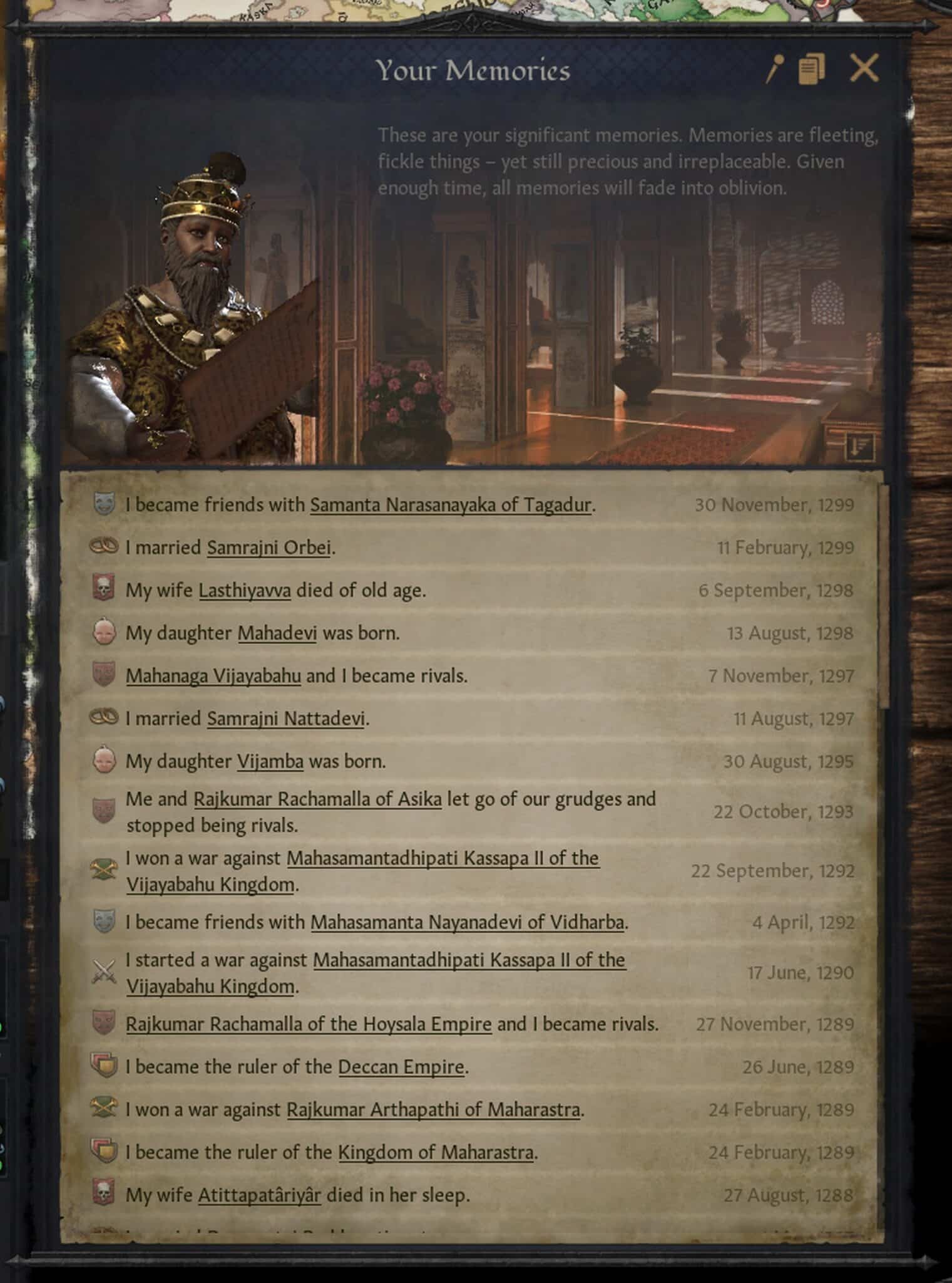 (Every character in the game now has a viewable record of the most important (not secret) experiences in their life!)