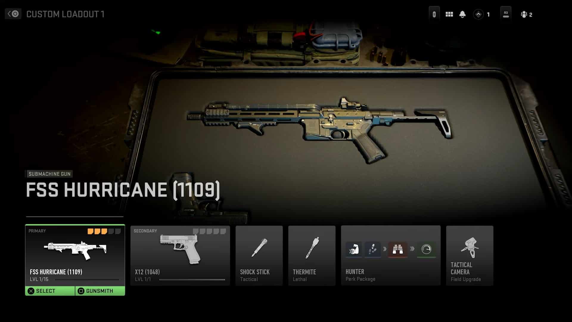 (Gunsmith 2.0 revealed: This is what the new menu looks like. Note the 4 perks and the 5 slots for attachments per weapon.)
