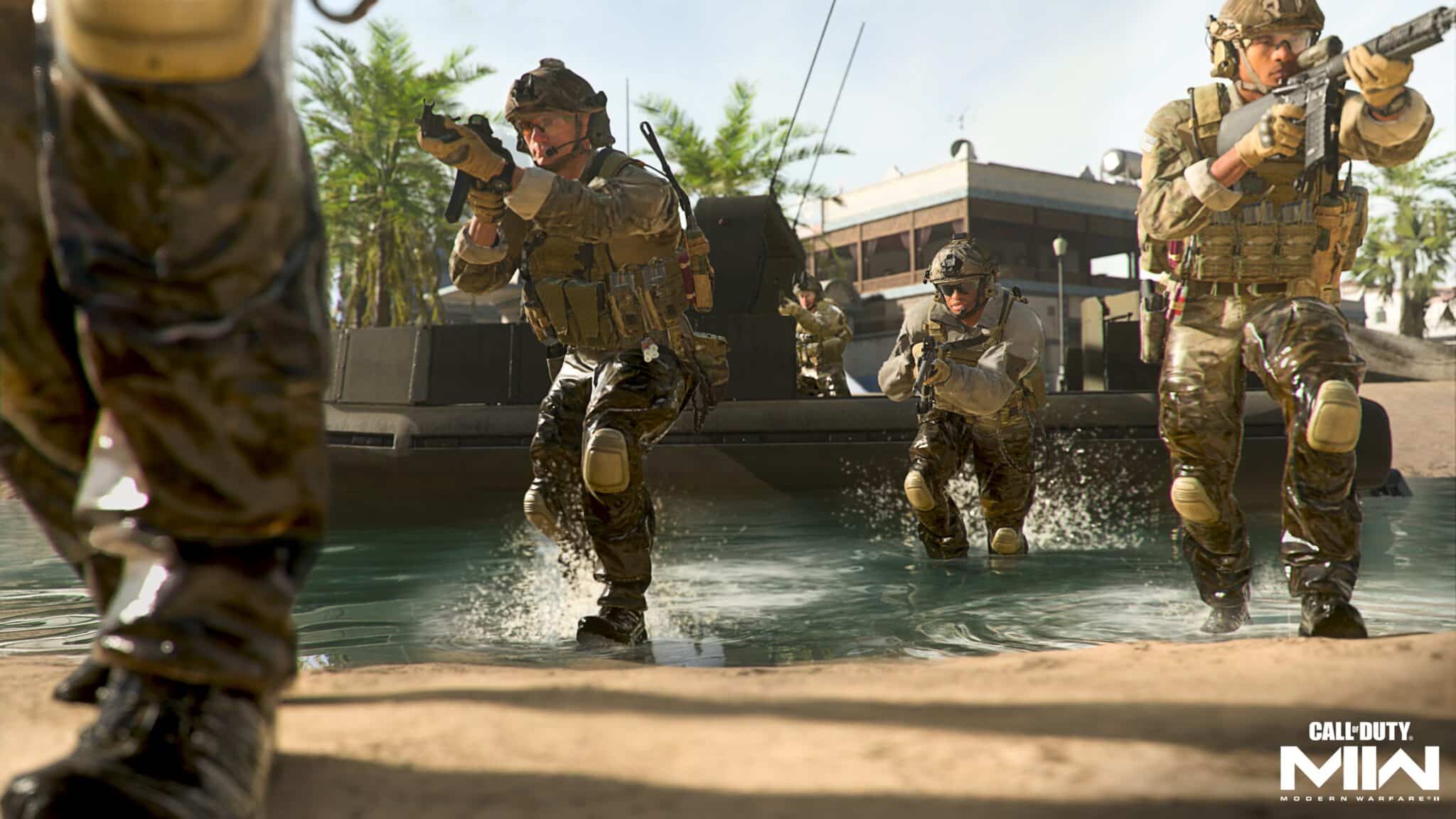 (Landingsoperaties op water zijn nu mogelijk in CoD. Technisch is er veel gedaan: water bevat stroming, ballistiek, licht, geluid en vele andere factoren)