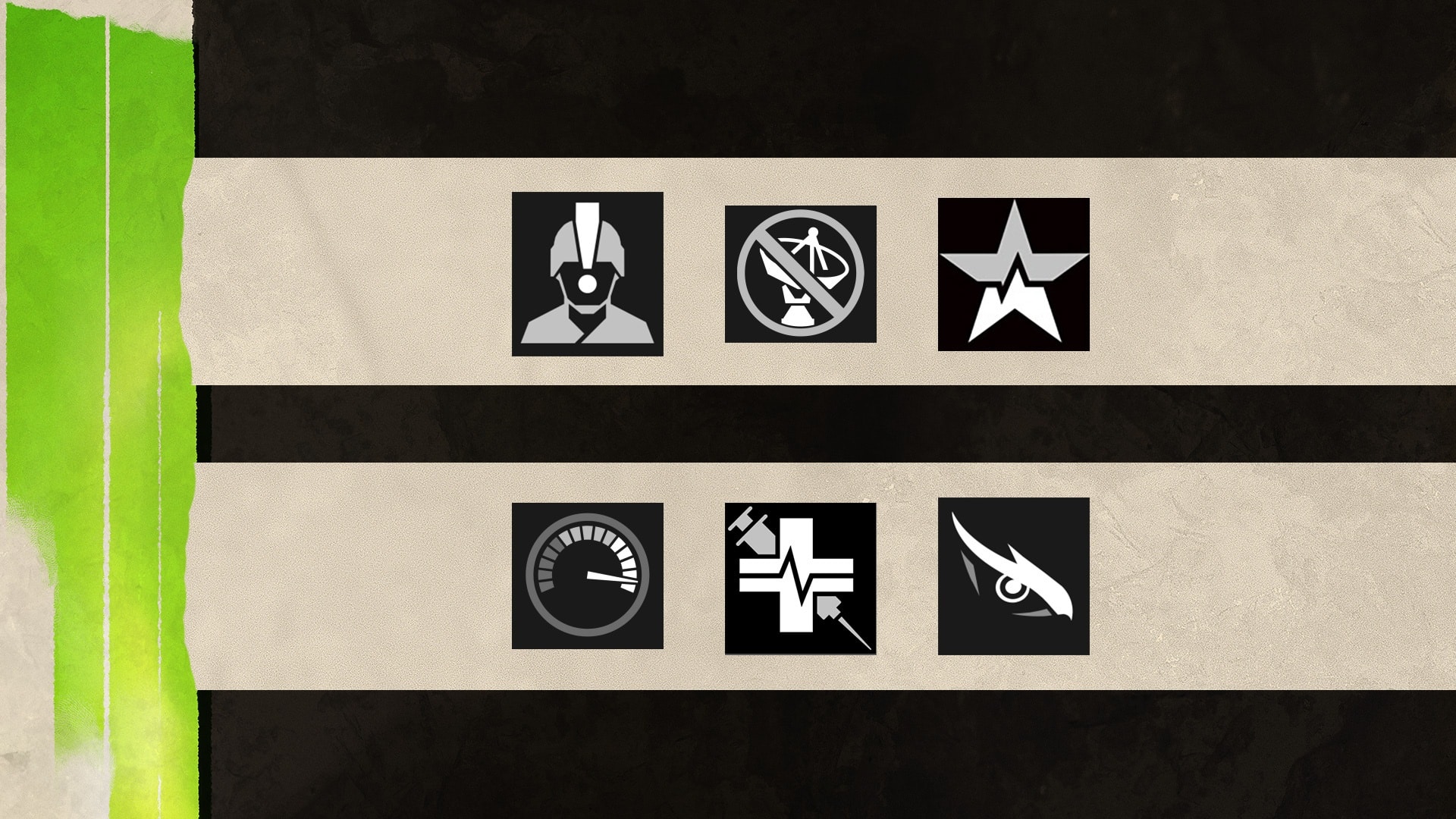 (The Ultimate Perks at a glance (van linksboven: High Alert, Ghost, Hardline, Overclock, Survivor, Bird''s Eye).