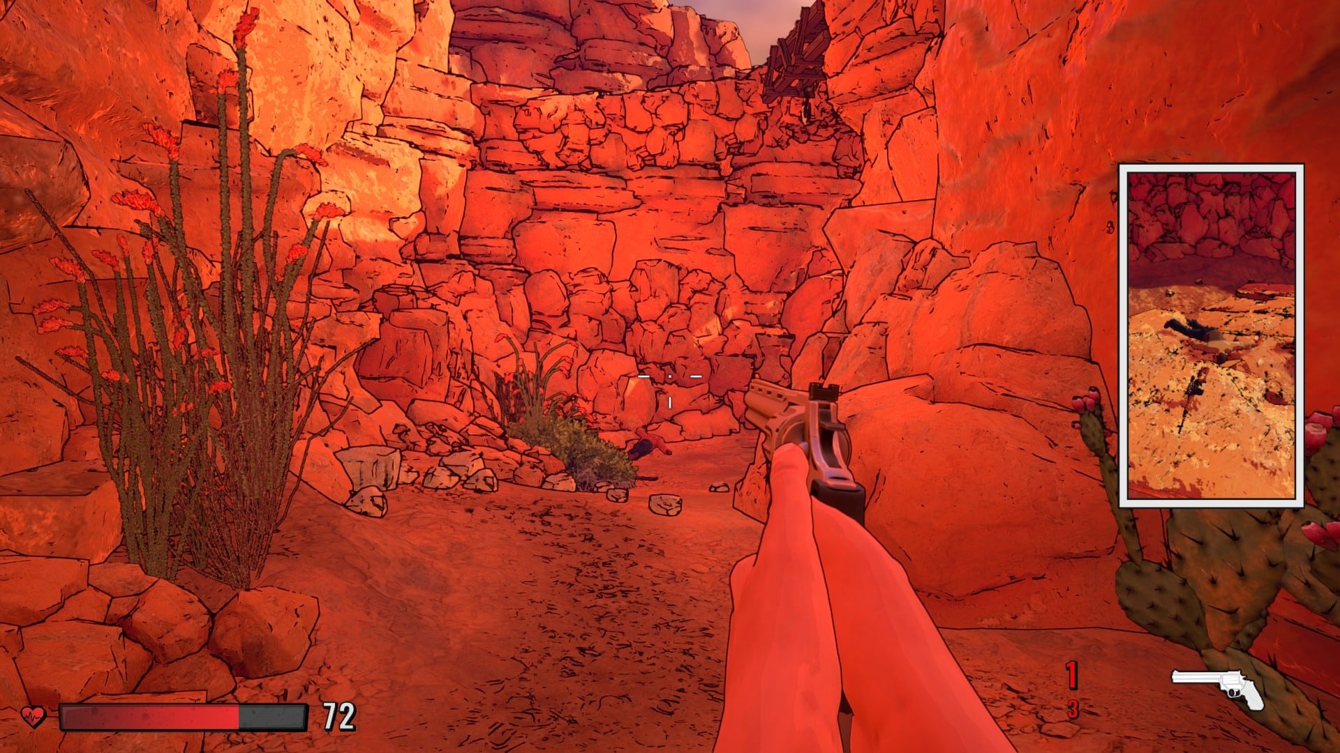 (This picture sums up a lot of what goes wrong with the new graphics. After finishing these three level sections in the canyon, our tester had a headache.)