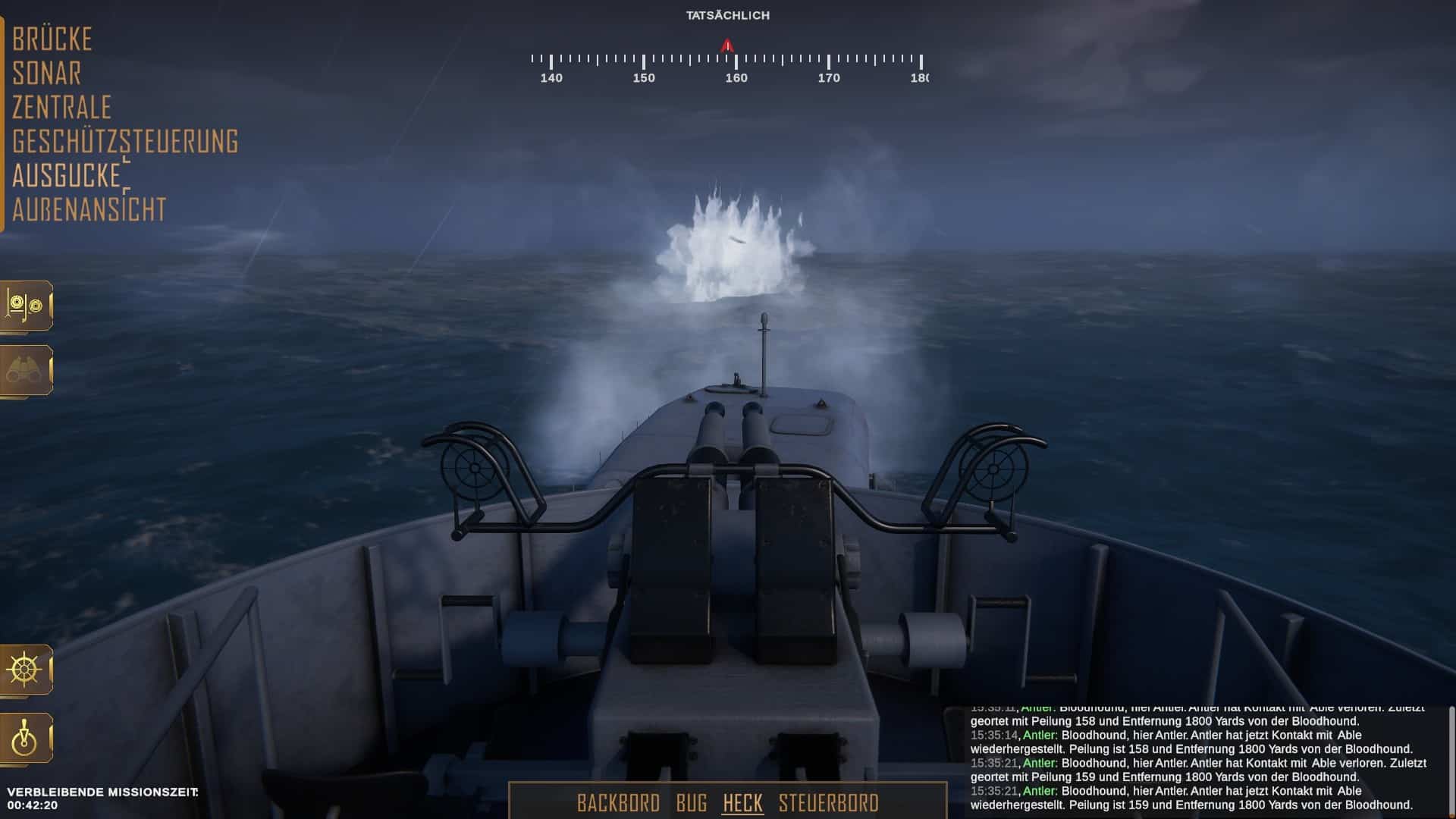 (Selama kapal U masih berada di atas air, kita dapat mencoba menghancurkannya dengan senapan di atas kapal.)