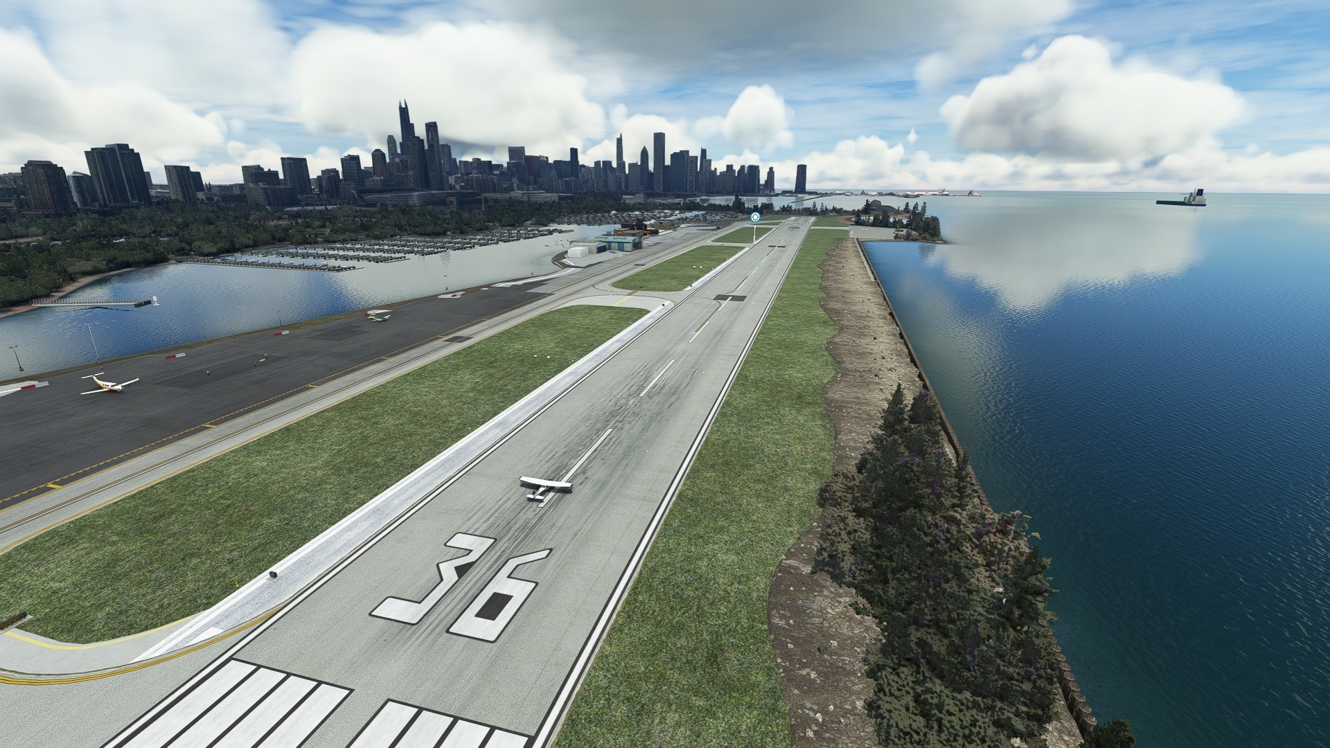 (encore une vue de Meigs Field cette image a surtout marqué les utilisateurs de simulateurs plus âgés pendant des décennies)