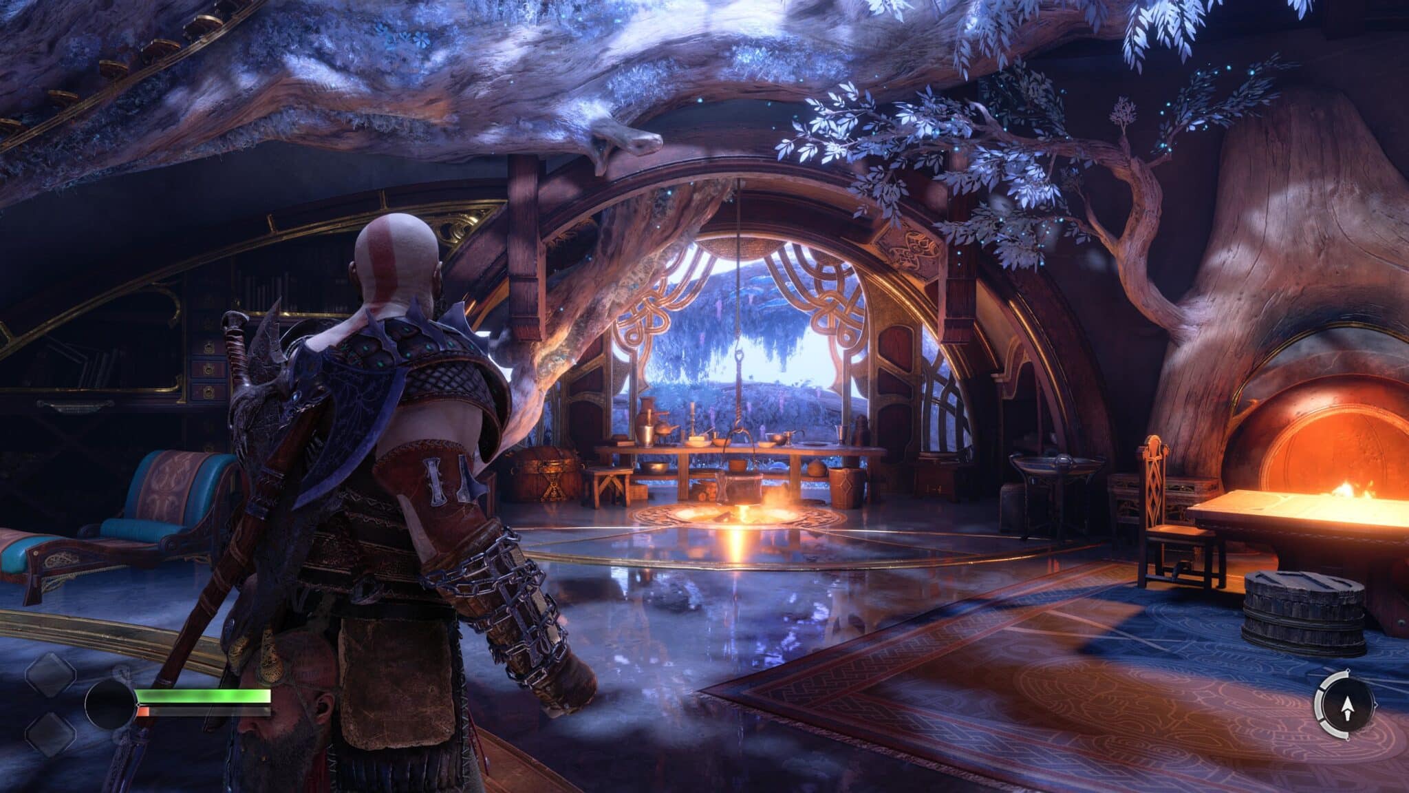 (Entre as suas aventuras, Kratos e Atreus abrigam-se regularmente na casa dos seus amigos anões)