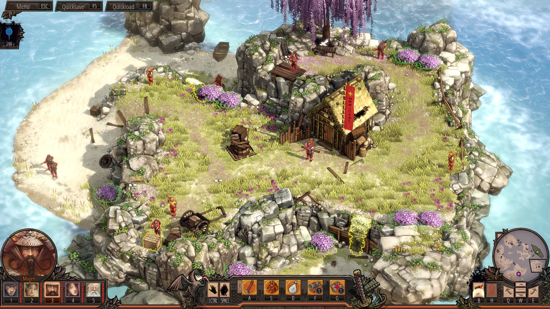 (How many enemies can fit on a small island? And mimimi like this: Yes! Shadow Tactics: Aiko's Choice doesn't make it easy for you.)
