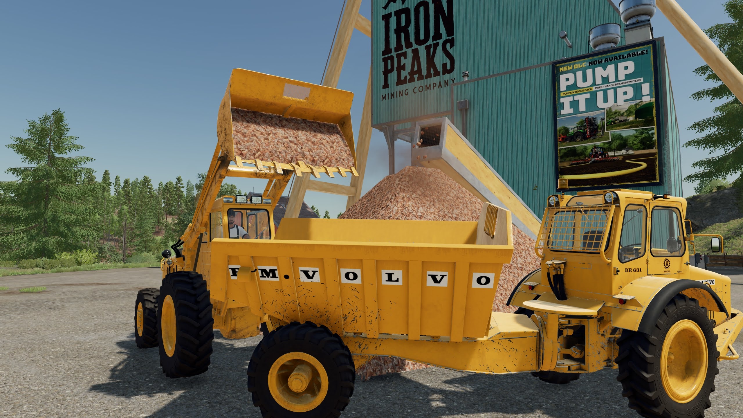 (The iron mine produces iron ore. We collect that and bring it to the production plant for processing).