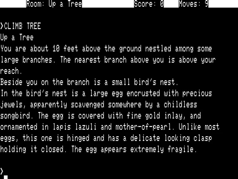 (В отличие от Colossal Cave Adventure, текстовое приключение Zork знало более сложные текстовые команды. Такие игры с рисованием были одними из первых цифровых игр, которые могли отображать домашние компьютеры)