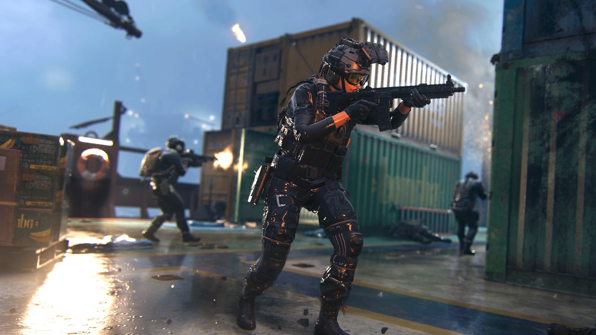 (Verzending kwam in het spel met Seizoen 1. De kaart is een eenvoudig vierkant van containers voor snelle XP grind en was al aanwezig in Vanguard, MW2019 en andere delen).